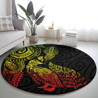 Aotearoa Moko Tribal Tattoo Round Carpet New Zealand Maori Penguin and Fantail Reggae Style
