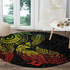 Aotearoa Moko Tribal Tattoo Round Carpet New Zealand Maori Penguin and Fantail Reggae Style