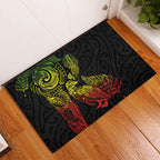 Aotearoa Moko Tribal Tattoo Rubber Doormat New Zealand Maori Penguin and Fantail Reggae Style