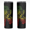 Aotearoa Moko Tribal Tattoo Skinny Tumbler New Zealand Maori Penguin and Fantail Reggae Style