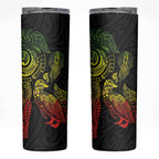 Aotearoa Moko Tribal Tattoo Skinny Tumbler New Zealand Maori Penguin and Fantail Reggae Style
