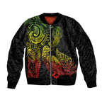 Aotearoa Moko Tribal Tattoo Sleeve Zip Bomber Jacket New Zealand Maori Penguin and Fantail Reggae Style
