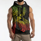 Aotearoa Moko Tribal Tattoo Sleeveless Hoodie New Zealand Maori Penguin and Fantail Reggae Style