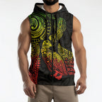 Aotearoa Moko Tribal Tattoo Sleeveless Zip Hoodie New Zealand Maori Penguin and Fantail Reggae Style