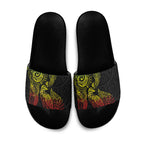 Aotearoa Moko Tribal Tattoo Slide Sandals New Zealand Maori Penguin and Fantail Reggae Style