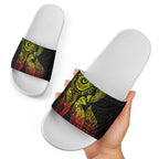 Aotearoa Moko Tribal Tattoo Slide Sandals New Zealand Maori Penguin and Fantail Reggae Style