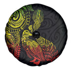 Aotearoa Moko Tribal Tattoo Spare Tire Cover New Zealand Maori Penguin and Fantail Reggae Style
