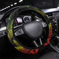 Aotearoa Moko Tribal Tattoo Steering Wheel Cover New Zealand Maori Penguin and Fantail Reggae Style