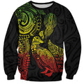 Aotearoa Moko Tribal Tattoo Sweatshirt New Zealand Maori Penguin and Fantail Reggae Style