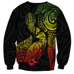 Aotearoa Moko Tribal Tattoo Sweatshirt New Zealand Maori Penguin and Fantail Reggae Style