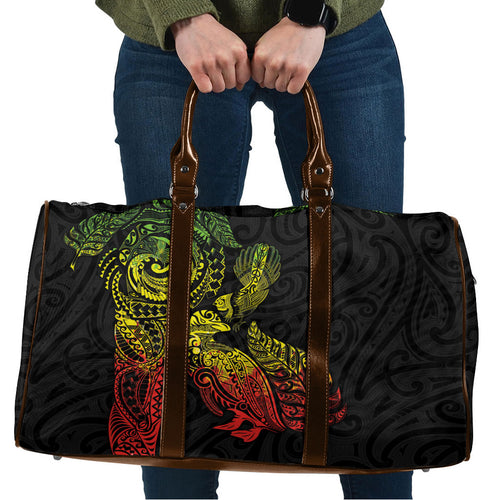 Aotearoa Moko Tribal Tattoo Travel Bag New Zealand Maori Penguin and Fantail Reggae Style