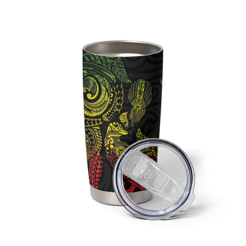 Aotearoa Moko Tribal Tattoo Tumbler Cup New Zealand Maori Penguin and Fantail Reggae Style