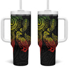 Aotearoa Moko Tribal Tattoo Tumbler With Handle New Zealand Maori Penguin and Fantail Reggae Style