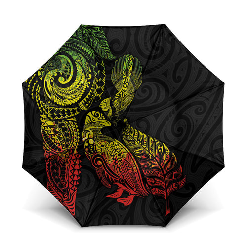 Aotearoa Moko Tribal Tattoo Umbrella New Zealand Maori Penguin and Fantail Reggae Style