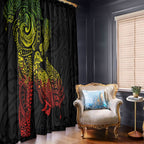Aotearoa Moko Tribal Tattoo Window Curtain New Zealand Maori Penguin and Fantail Reggae Style