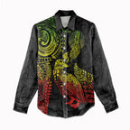 Aotearoa Moko Tribal Tattoo Women Casual Shirt New Zealand Maori Penguin and Fantail Reggae Style