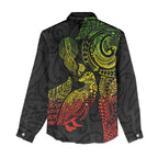 Aotearoa Moko Tribal Tattoo Women Casual Shirt New Zealand Maori Penguin and Fantail Reggae Style