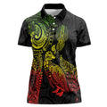 Aotearoa Moko Tribal Tattoo Women Polo Shirt New Zealand Maori Penguin and Fantail Reggae Style