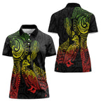 Aotearoa Moko Tribal Tattoo Women Polo Shirt New Zealand Maori Penguin and Fantail Reggae Style