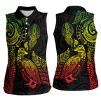 Aotearoa Moko Tribal Tattoo Women Sleeveless Polo Shirt New Zealand Maori Penguin and Fantail Reggae Style