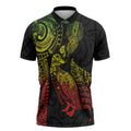 Aotearoa Moko Tribal Tattoo Zipper Polo Shirt New Zealand Maori Penguin and Fantail Reggae Style