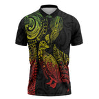 Aotearoa Moko Tribal Tattoo Zipper Polo Shirt New Zealand Maori Penguin and Fantail Reggae Style