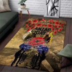 Australia and New Zealand ANZAC Day Area Rug Kangaroo and Kiwi Bird Soldier-Honor and Remember Vintage Style
