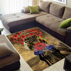 Australia and New Zealand ANZAC Day Area Rug Kangaroo and Kiwi Bird Soldier-Honor and Remember Vintage Style