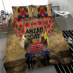Australia and New Zealand ANZAC Day Bedding Set Kangaroo and Kiwi Bird Soldier-Honor and Remember Vintage Style
