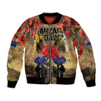 Australia and New Zealand ANZAC Day Bomber Jacket Kangaroo and Kiwi Bird Soldier-Honor and Remember Vintage Style