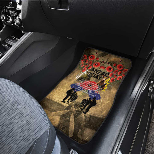 Australia and New Zealand ANZAC Day Car Mats Kangaroo and Kiwi Bird Soldier-Honor and Remember Vintage Style