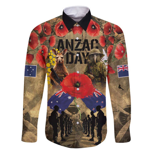 Australia and New Zealand ANZAC Day Family Matching Tank Maxi Dress and Hawaiian Shirt Kangaroo and Kiwi Bird Soldier-Honor and Remember Vintage Style