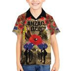 Australia and New Zealand ANZAC Day Hawaiian Shirt Kangaroo and Kiwi Bird Soldier-Honor and Remember Vintage Style