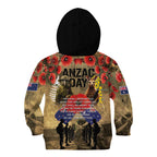 Australia and New Zealand ANZAC Day Kid Hoodie Kangaroo and Kiwi Bird Soldier-Honor and Remember Vintage Style
