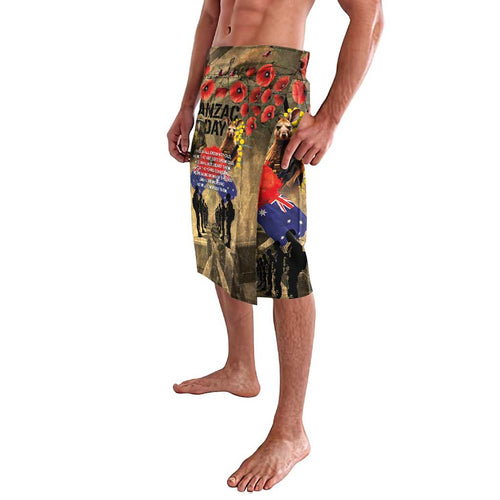 Australia and New Zealand ANZAC Day Lavalava Kangaroo and Kiwi Bird Soldier-Honor and Remember Vintage Style