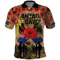 Australia and New Zealand ANZAC Day Polo Shirt Kangaroo and Kiwi Bird Soldier-Honor and Remember Vintage Style