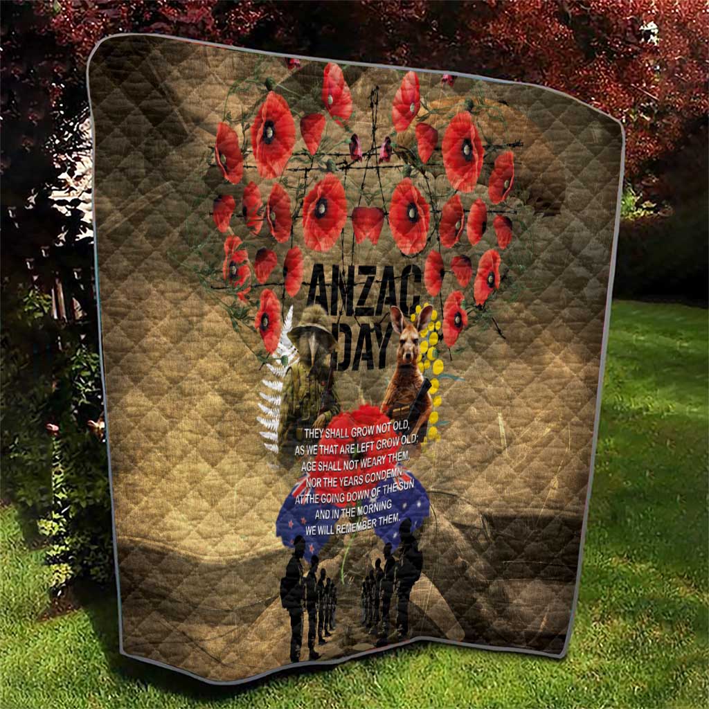 Australia and New Zealand ANZAC Day Quilt Kangaroo and Kiwi Bird Soldier-Honor and Remember Vintage Style