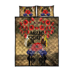 Australia and New Zealand ANZAC Day Quilt Bed Set Kangaroo and Kiwi Bird Soldier-Honor and Remember Vintage Style