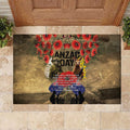 Australia and New Zealand ANZAC Day Rubber Doormat Kangaroo and Kiwi Bird Soldier-Honor and Remember Vintage Style