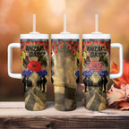 Australia and New Zealand ANZAC Day Tumbler With Handle Kangaroo and Kiwi Bird Soldier-Honor and Remember Vintage Style