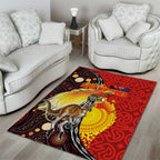 Australia and Papua New Guinea Together Area Rug Bird-of-paradise and Kangaroo with Oro Tapa and Aboriginal Art Motifs - Aussie Hoodie