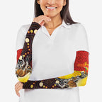 Australia and Papua New Guinea Together Arm Sleeves Bird-of-paradise and Kangaroo with Oro Tapa and Aboriginal Art Motifs - Aussie Hoodie