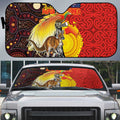 Australia and Papua New Guinea Together Auto Sun Shade Bird-of-paradise and Kangaroo with Oro Tapa and Aboriginal Art Motifs - Aussie Hoodie