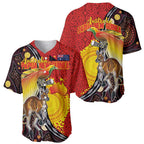 Australia and Papua New Guinea Together Baseball Jersey Bird-of-paradise and Kangaroo with Oro Tapa and Aboriginal Art Motifs - Aussie Hoodie