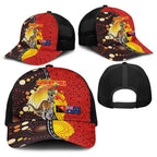Australia and Papua New Guinea Together Baseball Net Cap Bird-of-paradise and Kangaroo with Oro Tapa and Aboriginal Art Motifs - Aussie Hoodie