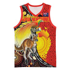 Australia and Papua New Guinea Together Basketball Jersey Bird-of-paradise and Kangaroo with Oro Tapa and Aboriginal Art Motifs - Aussie Hoodie