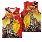 Australia and Papua New Guinea Together Basketball Jersey Bird-of-paradise and Kangaroo with Oro Tapa and Aboriginal Art Motifs - Aussie Hoodie