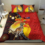 Australia and Papua New Guinea Together Bedding Set Bird-of-paradise and Kangaroo with Oro Tapa and Aboriginal Art Motifs - Aussie Hoodie