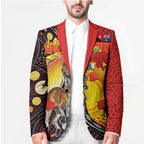 Australia and Papua New Guinea Together Blazer Bird-of-paradise and Kangaroo with Oro Tapa and Aboriginal Art Motifs - Aussie Hoodie