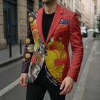 Australia and Papua New Guinea Together Blazer Bird-of-paradise and Kangaroo with Oro Tapa and Aboriginal Art Motifs - Aussie Hoodie